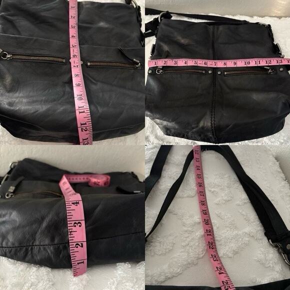 THE SAK Leather Crossbody Blk Androgynous Dark Witchy Retro Grunge Goth Biker - Picture 8 of 8